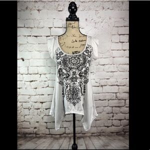 Black and gray asymmetrical tunic